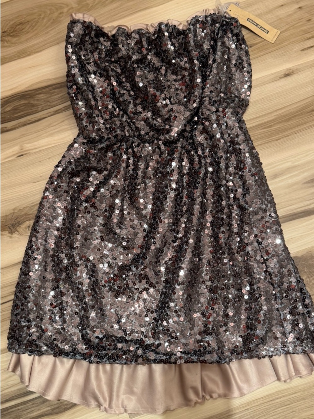 DKNY Blush Pink Sequin Strapless Top